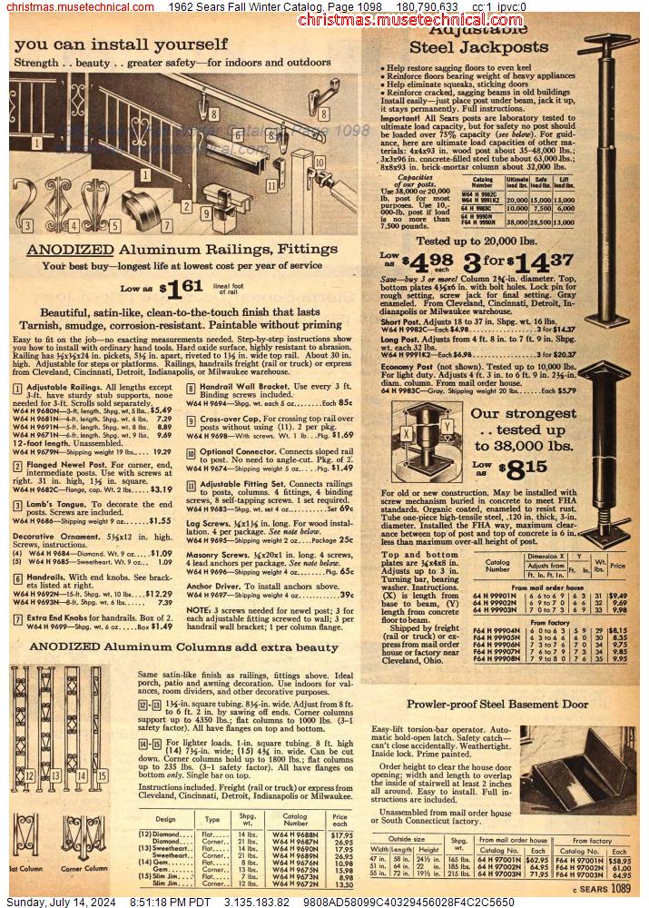 1962 Sears Fall Winter Catalog, Page 1098