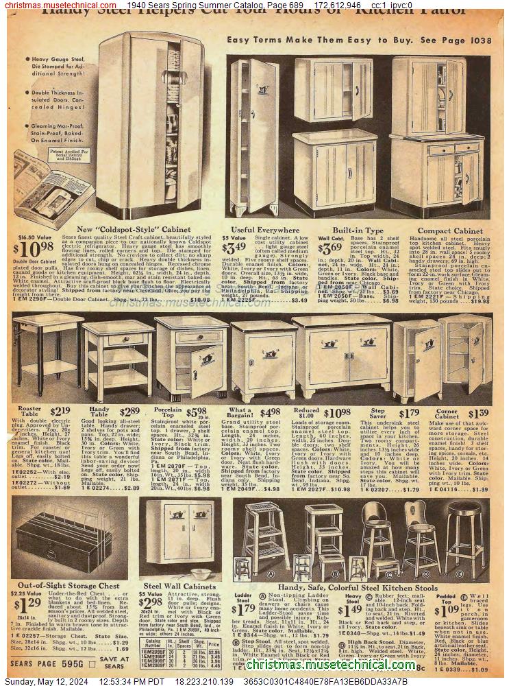 1940 Sears Spring Summer Catalog, Page 689