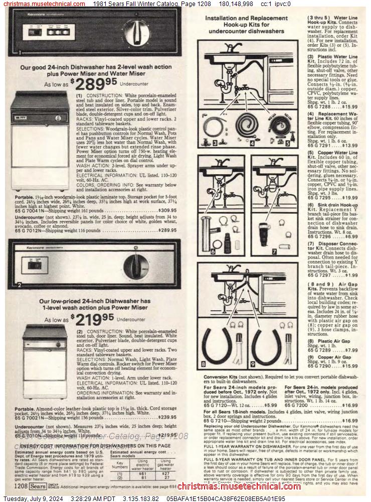 1981 Sears Fall Winter Catalog, Page 1208