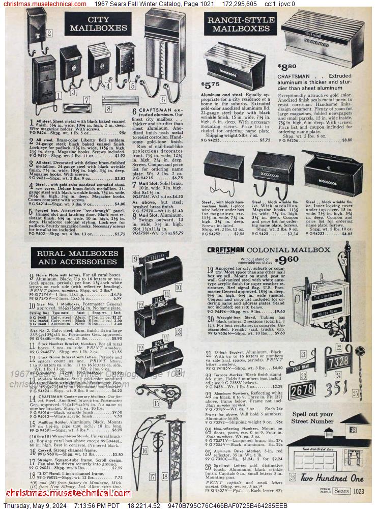 1967 Sears Fall Winter Catalog, Page 1021