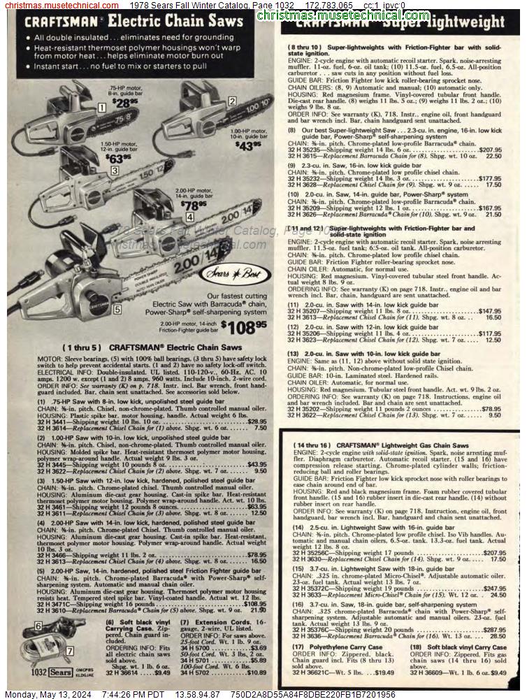 1978 Sears Fall Winter Catalog, Page 1032