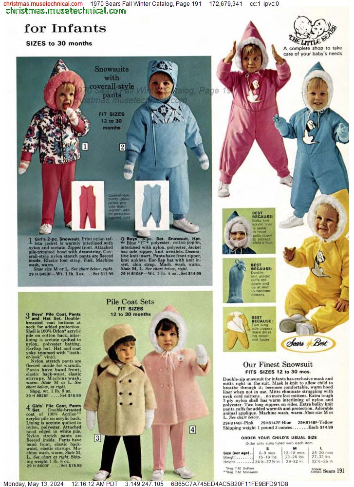 1970 Sears Fall Winter Catalog, Page 191