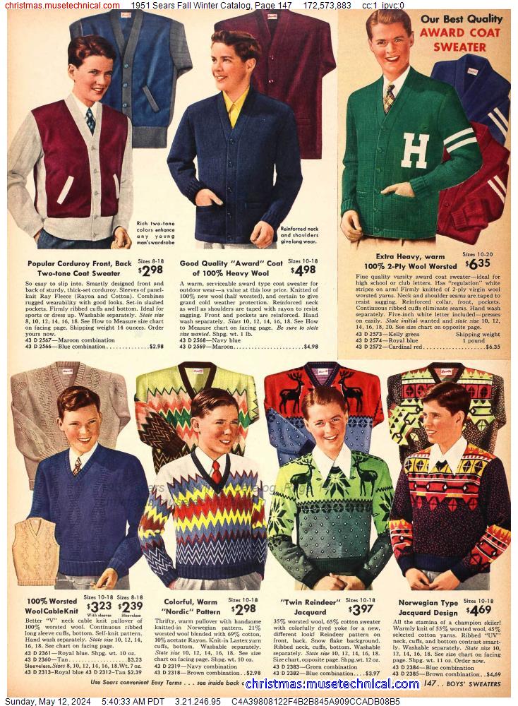 1951 Sears Fall Winter Catalog, Page 147