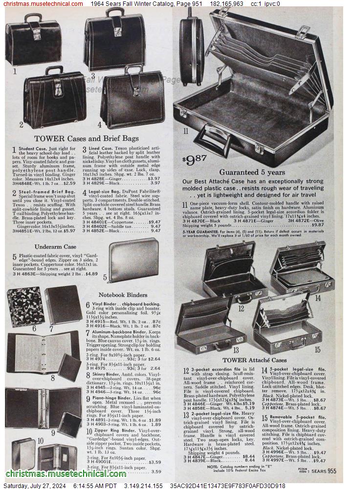 1964 Sears Fall Winter Catalog, Page 951