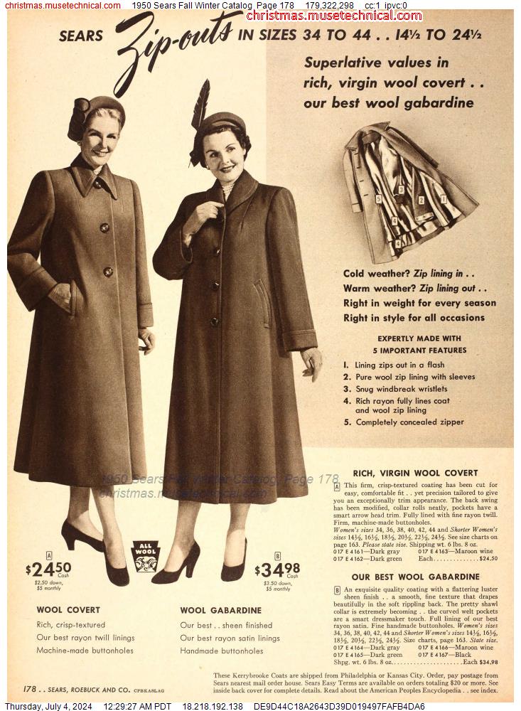 1950 Sears Fall Winter Catalog, Page 178
