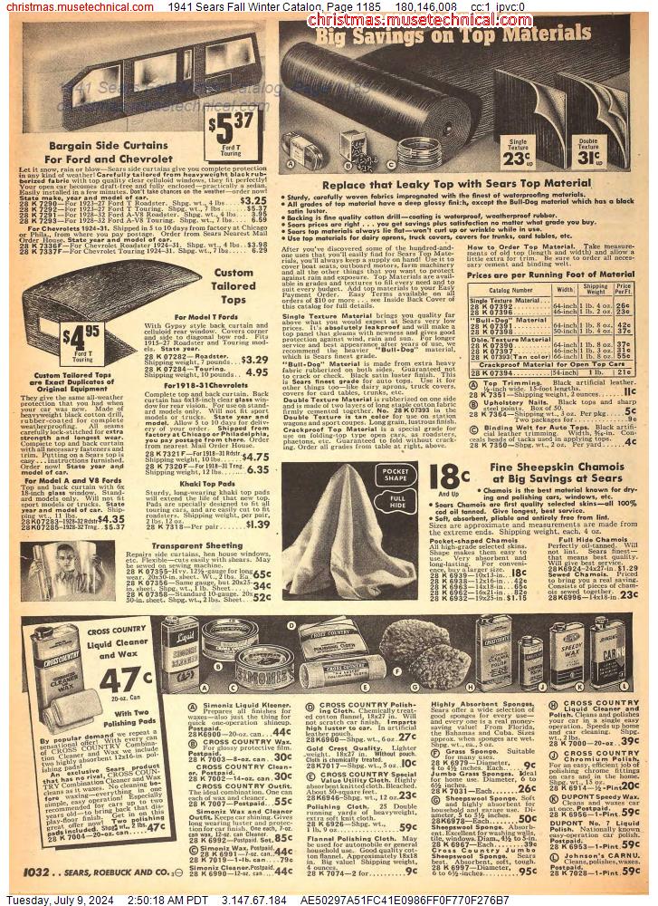 1941 Sears Fall Winter Catalog, Page 1185