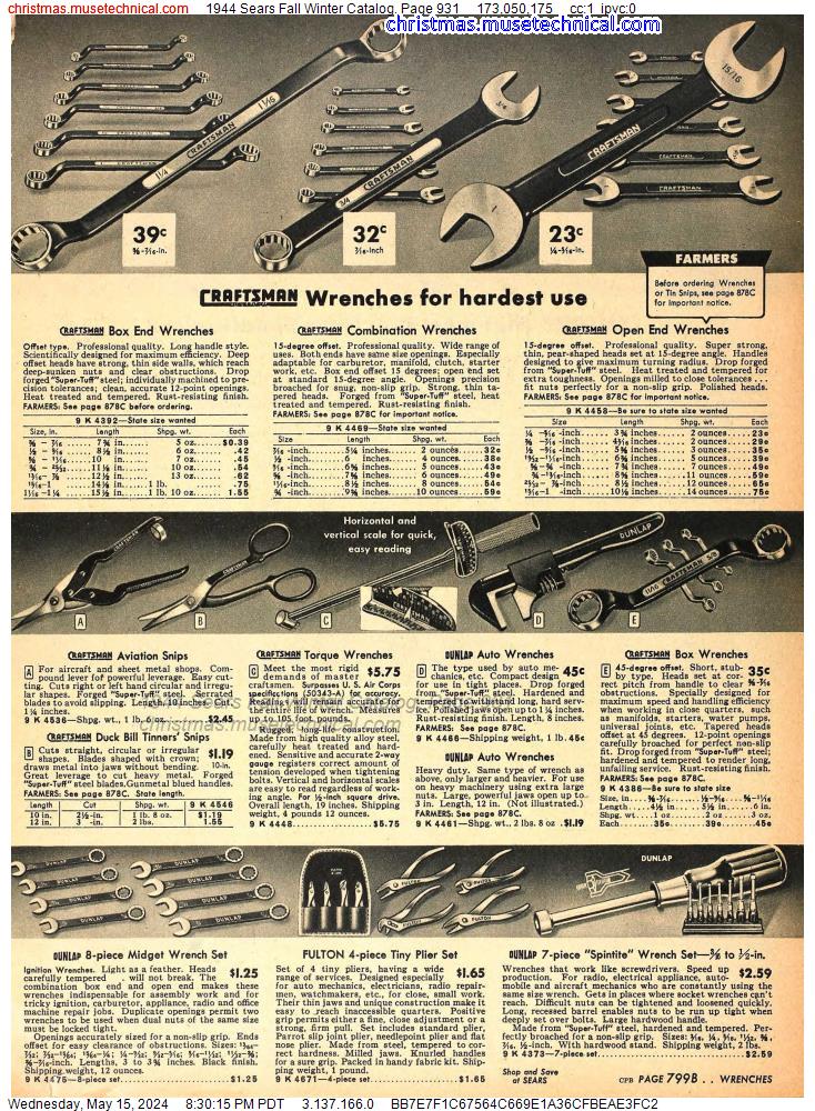 1944 Sears Fall Winter Catalog, Page 931