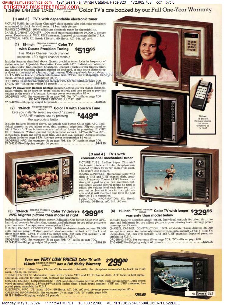 1981 Sears Fall Winter Catalog, Page 823