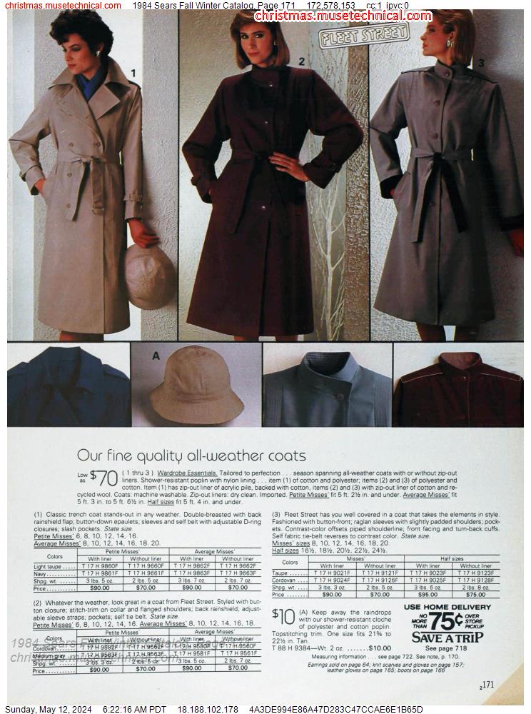 1984 Sears Fall Winter Catalog, Page 171