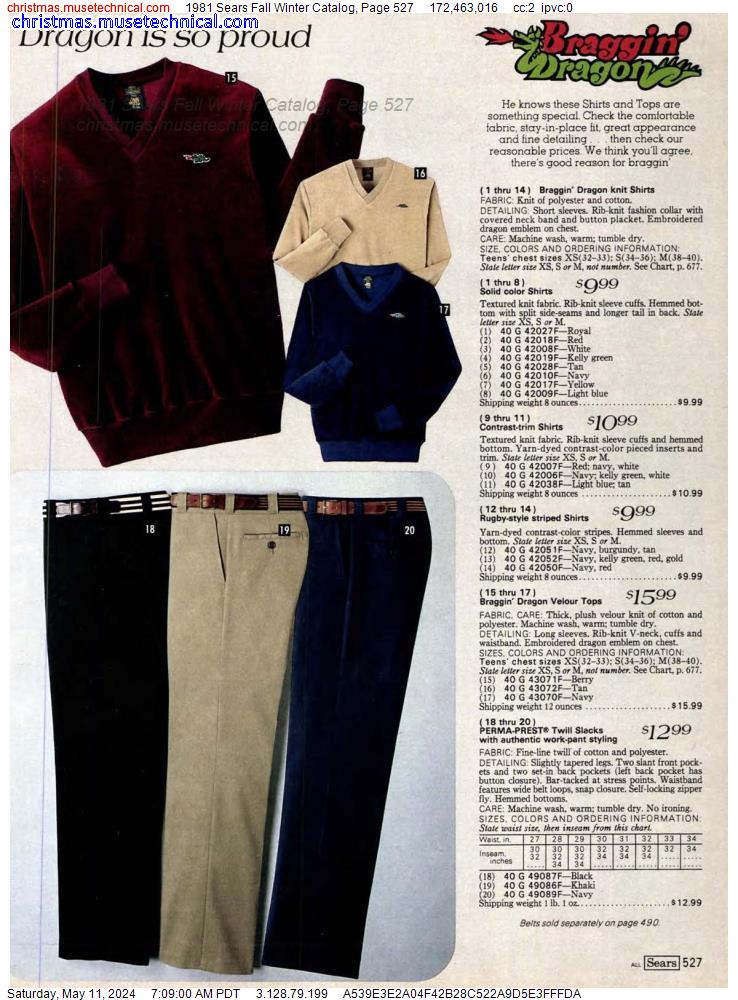 1981 Sears Fall Winter Catalog, Page 527