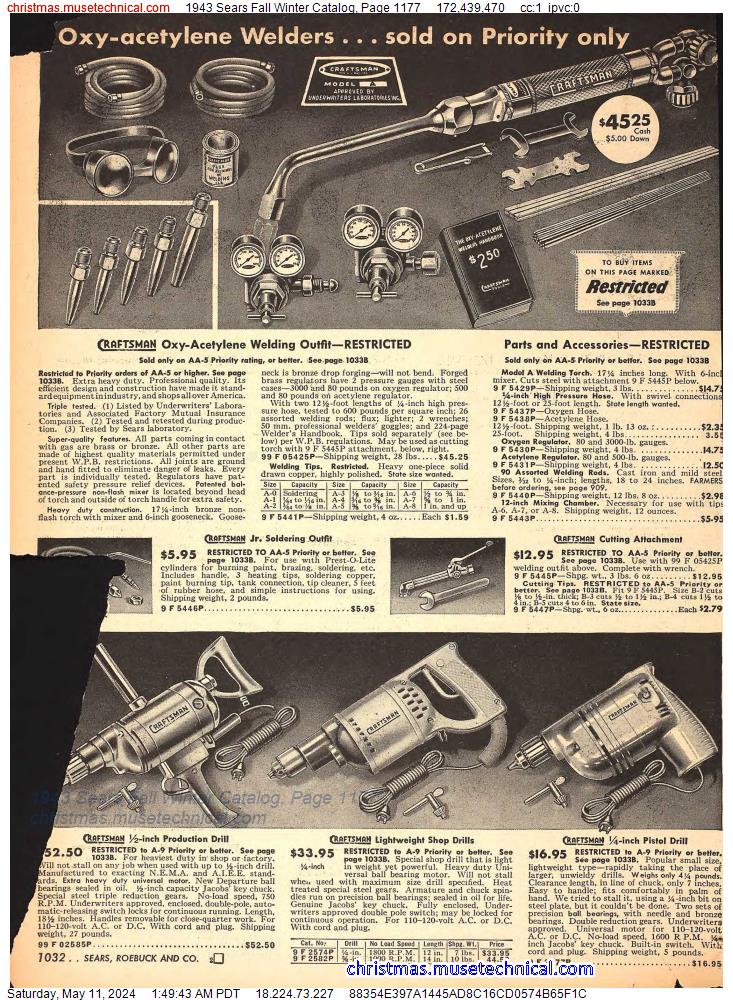 1943 Sears Fall Winter Catalog, Page 1177