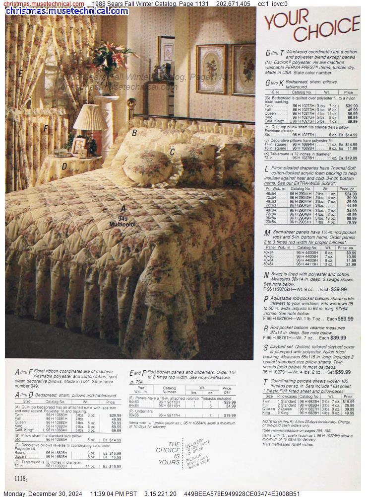 1988 Sears Fall Winter Catalog, Page 1131