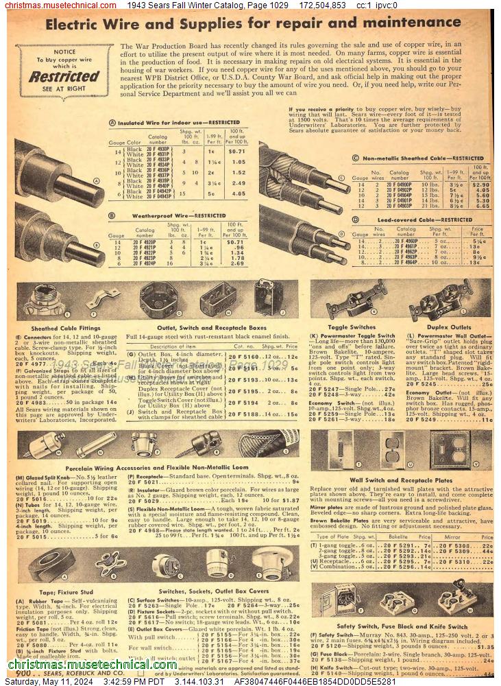 1943 Sears Fall Winter Catalog, Page 1029