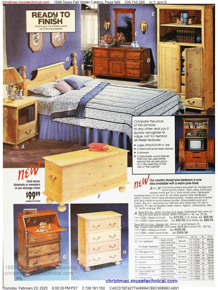 1988 Sears Fall Winter Catalog, Page 989