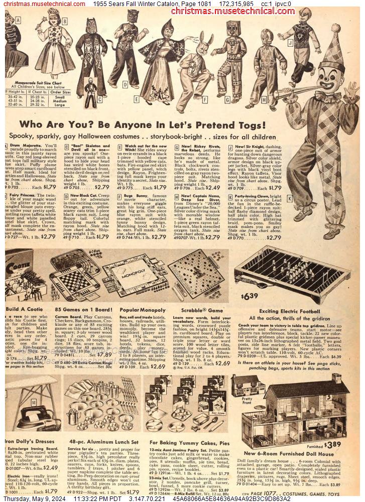 1955 Sears Fall Winter Catalog, Page 1081