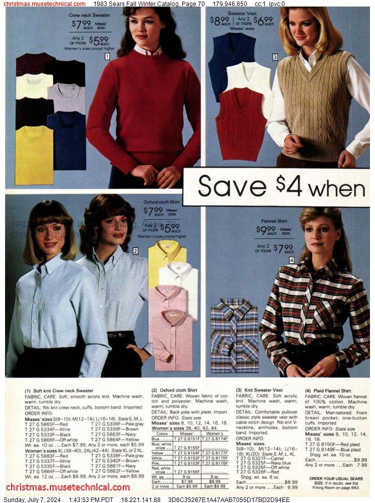 1983 Sears Fall Winter Catalog, Page 70