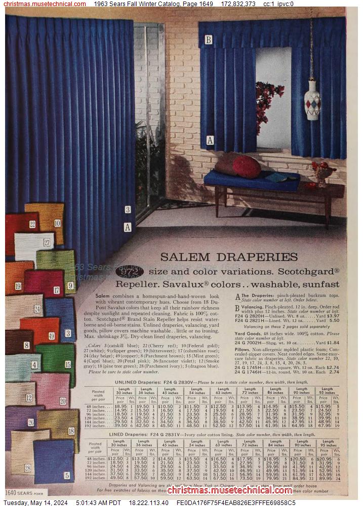 1963 Sears Fall Winter Catalog, Page 1649