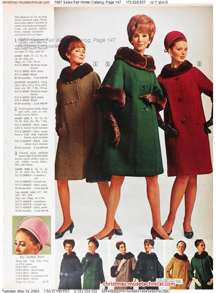 1967 Sears Fall Winter Catalog, Page 147