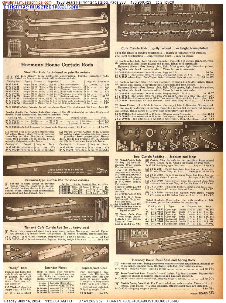 1958 Sears Fall Winter Catalog, Page 833