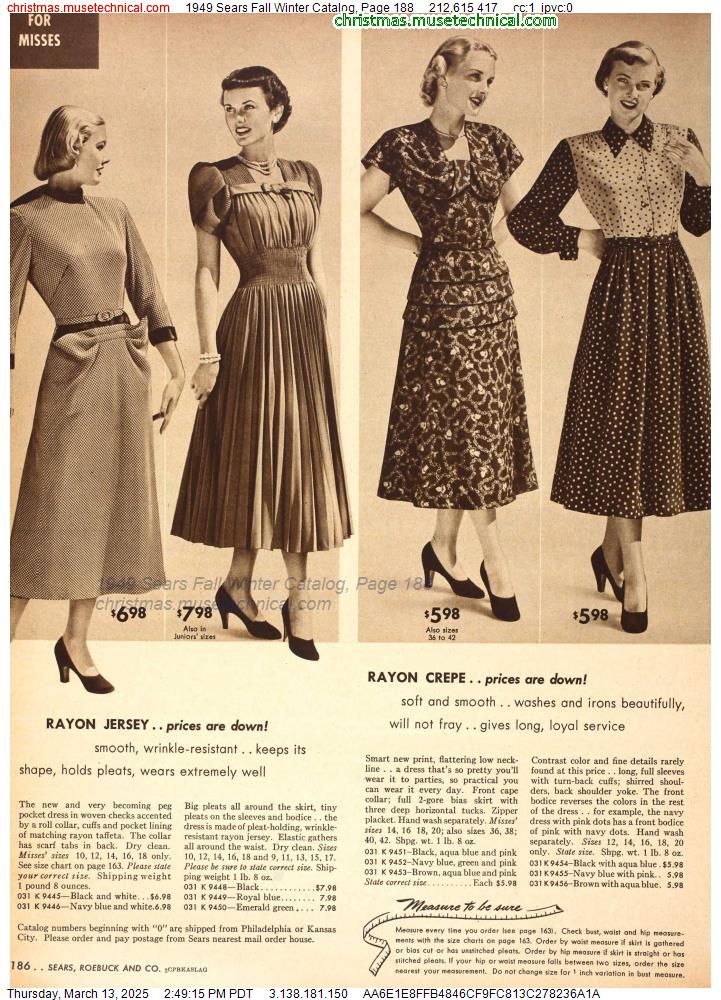 1949 Sears Fall Winter Catalog, Page 188