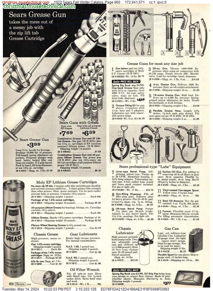 1970 Sears Fall Winter Catalog, Page 860
