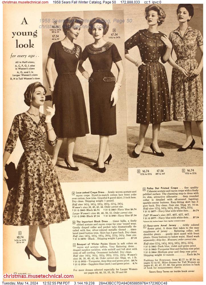 1958 Sears Fall Winter Catalog, Page 50