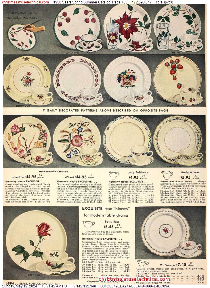 1950 Sears Spring Summer Catalog, Page 708