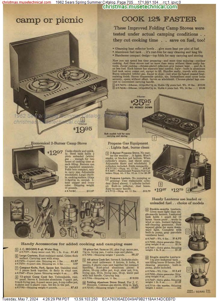 1962 Sears Spring Summer Catalog, Page 705