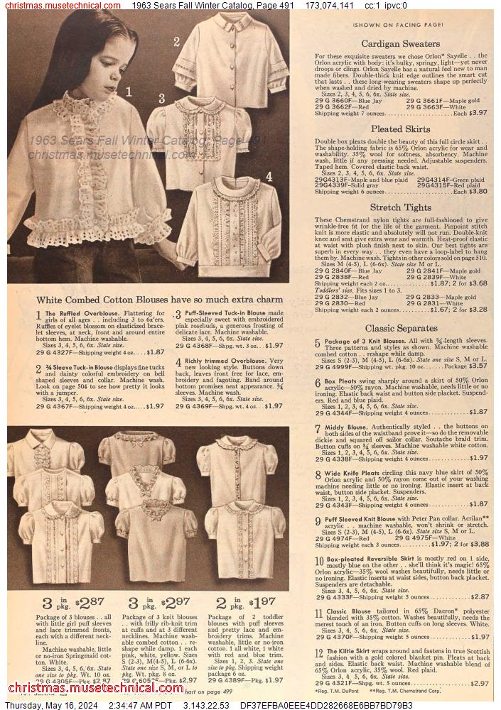 1963 Sears Fall Winter Catalog, Page 491