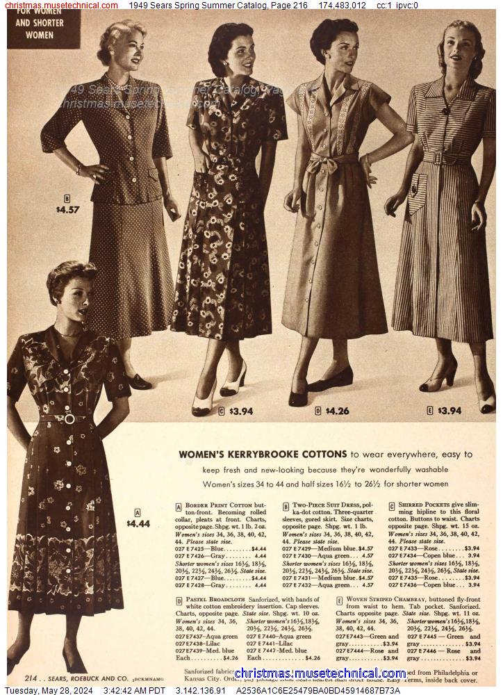1949 Sears Spring Summer Catalog, Page 216