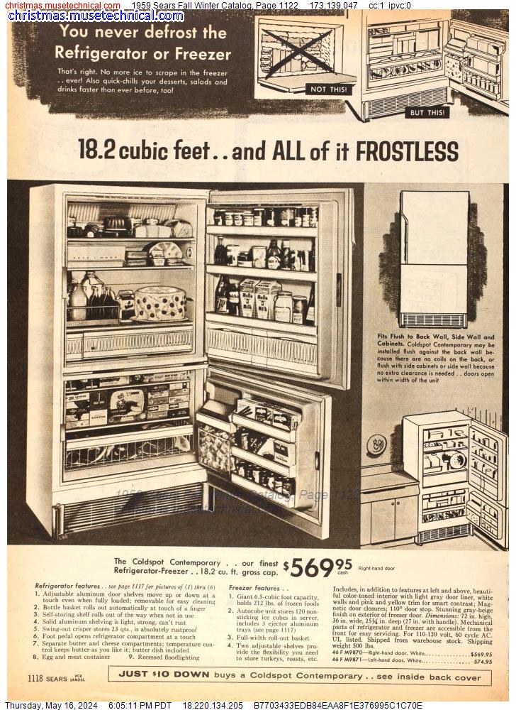 1959 Sears Fall Winter Catalog, Page 1122