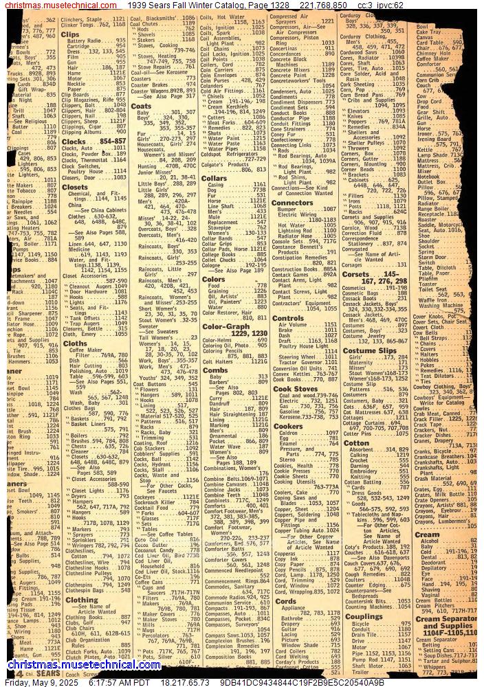 1939 Sears Fall Winter Catalog, Page 1328