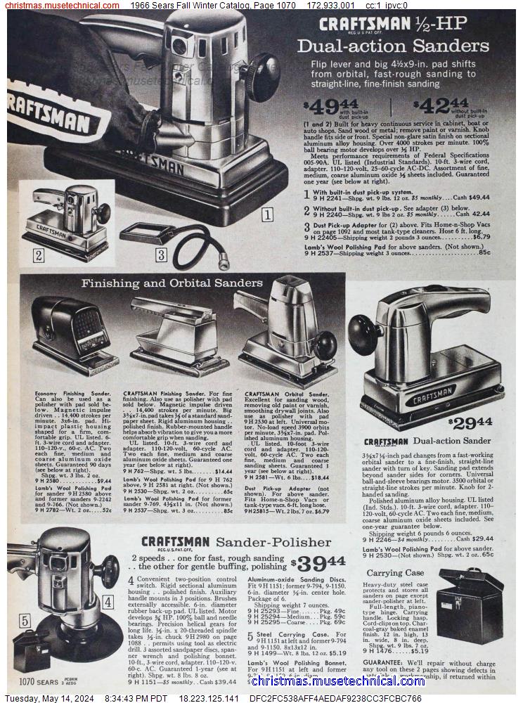 1966 Sears Fall Winter Catalog, Page 1070