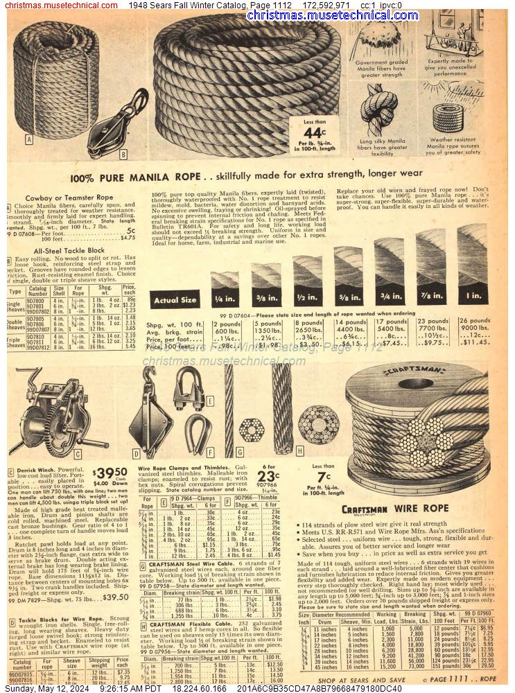 1948 Sears Fall Winter Catalog, Page 1112