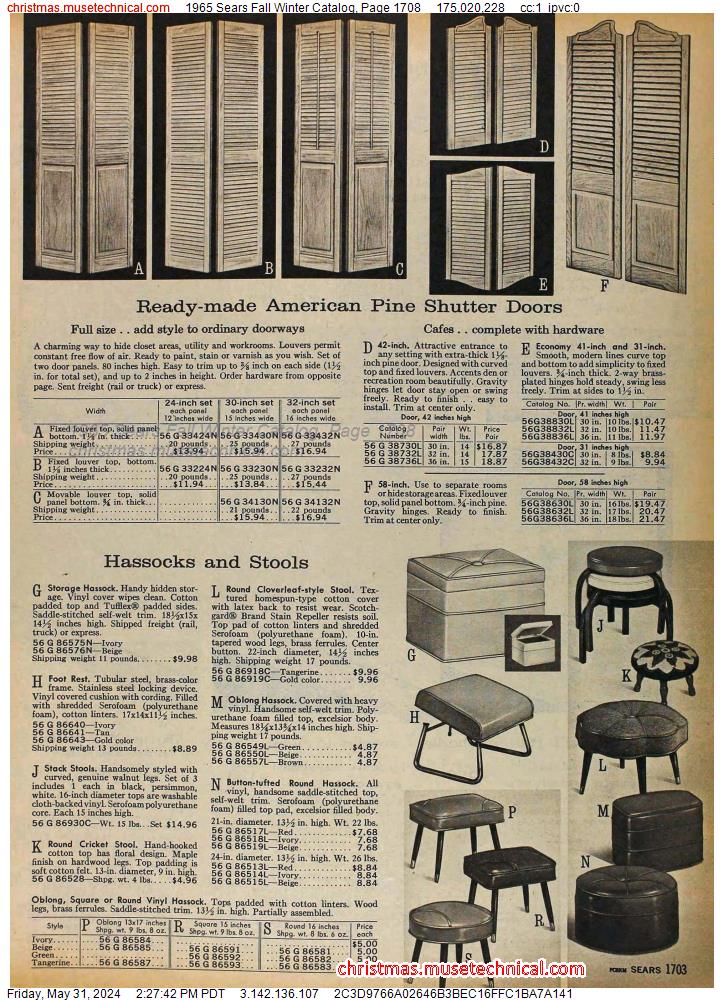 1965 Sears Fall Winter Catalog, Page 1708