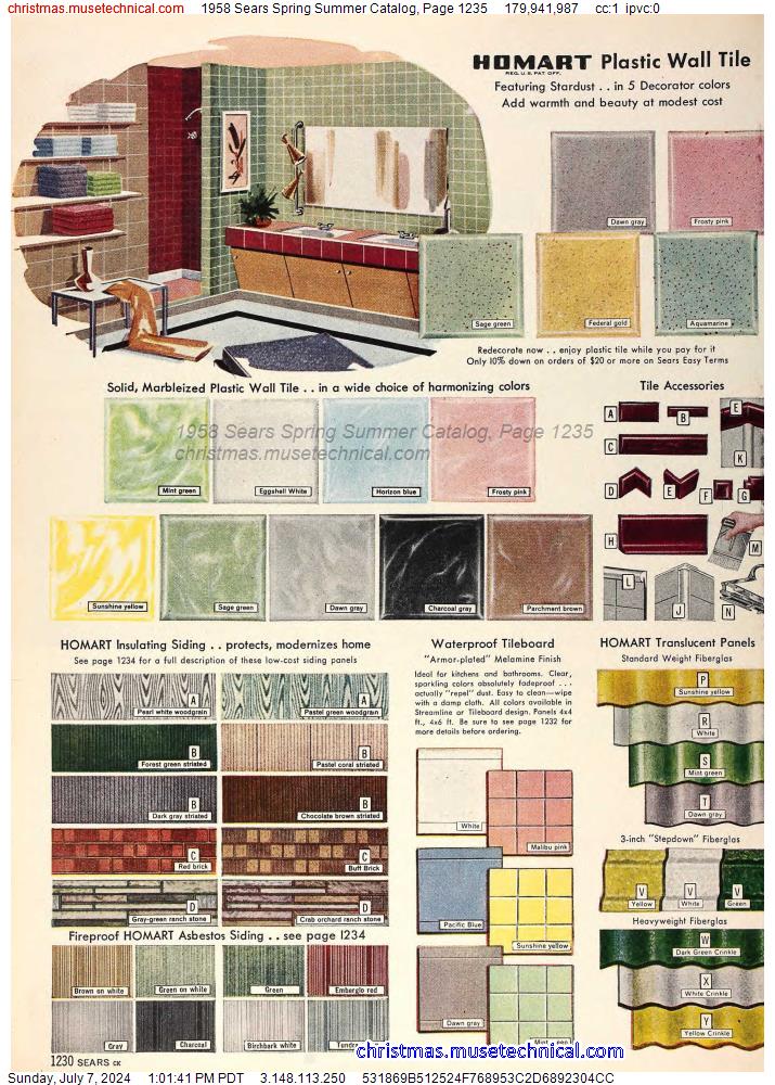 1958 Sears Spring Summer Catalog, Page 1235