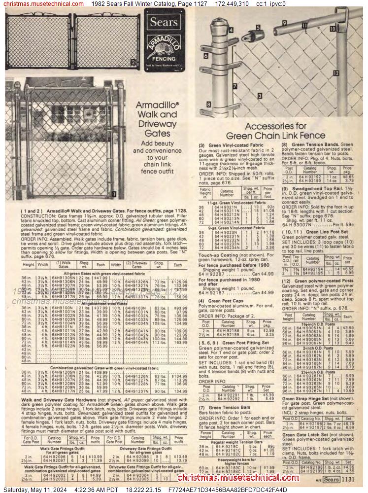1982 Sears Fall Winter Catalog, Page 1127