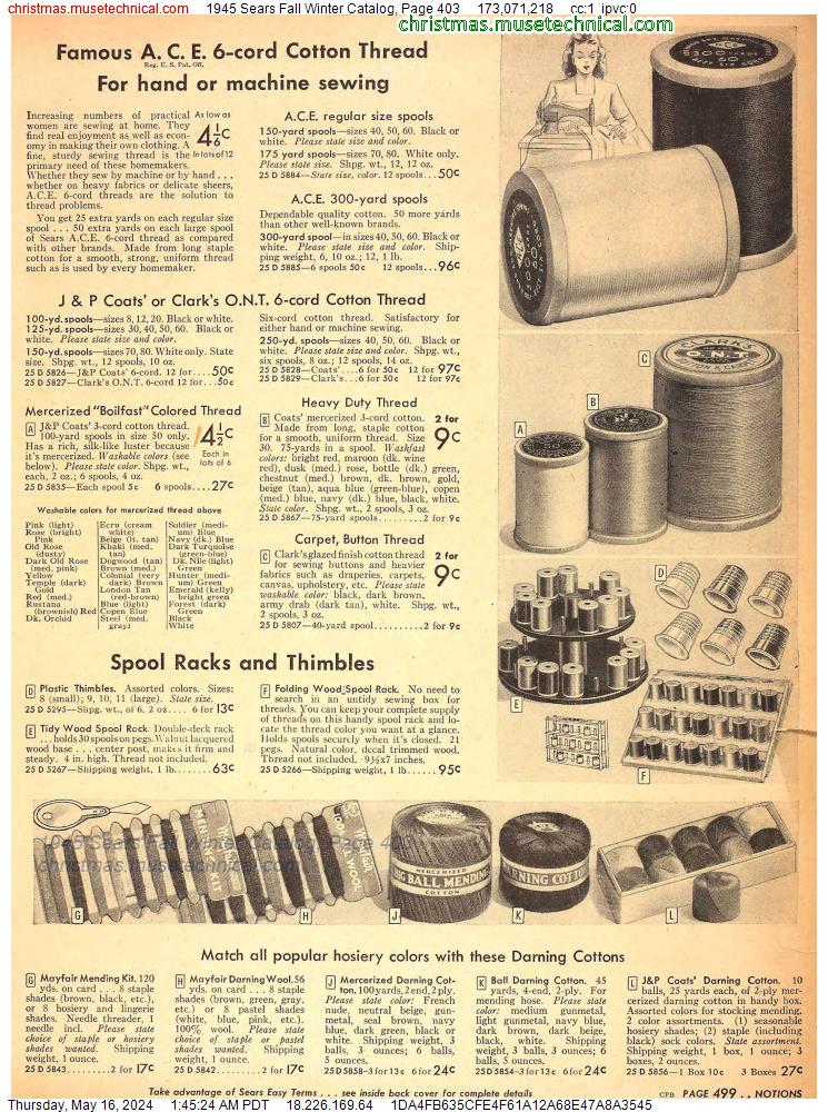 1945 Sears Fall Winter Catalog, Page 403
