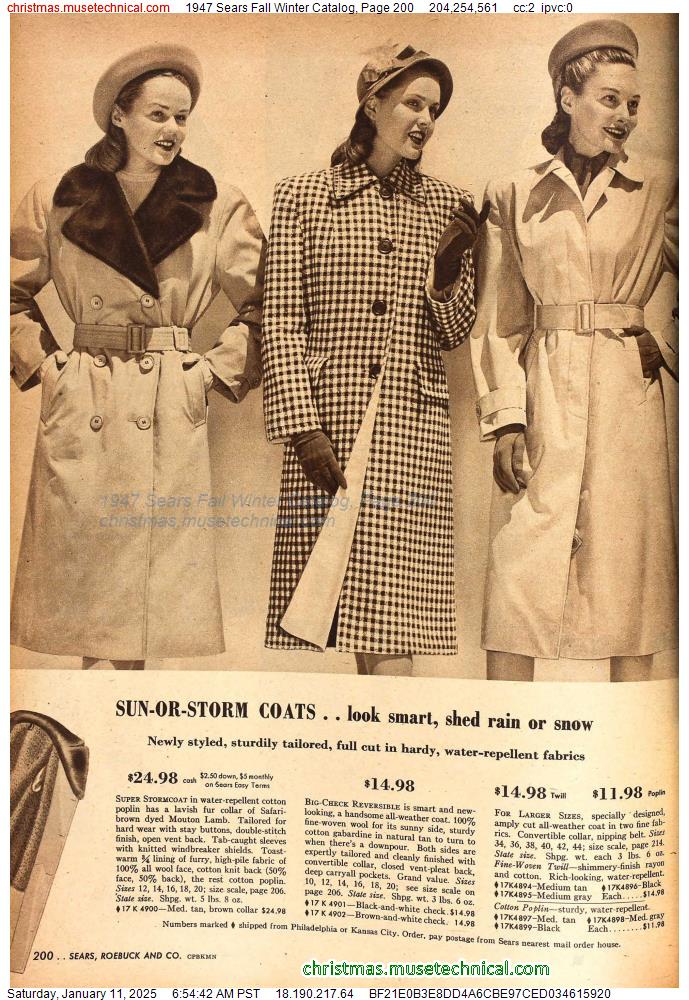 1947 Sears Fall Winter Catalog, Page 200