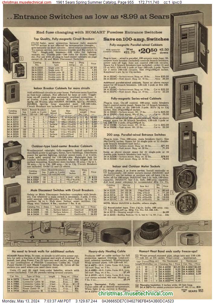 1961 Sears Spring Summer Catalog, Page 955