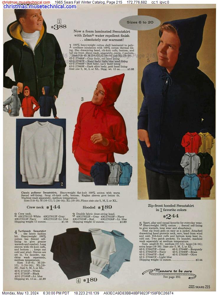 1965 Sears Fall Winter Catalog, Page 215