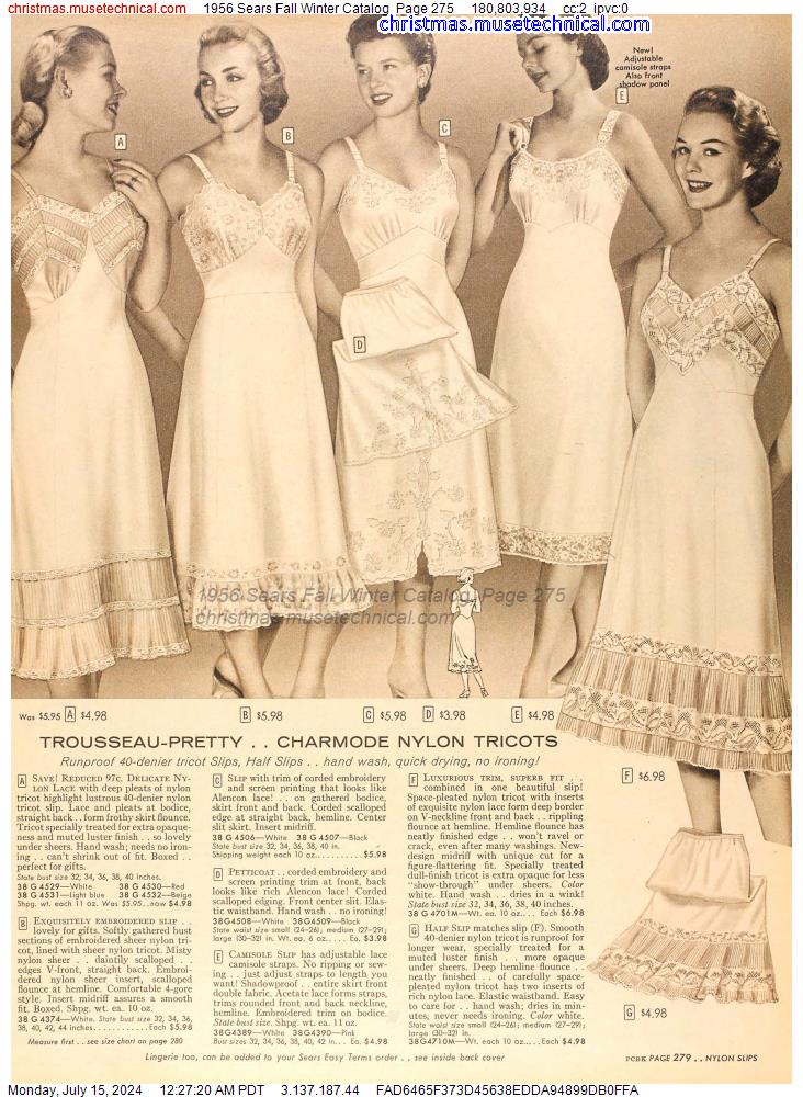 1956 Sears Fall Winter Catalog, Page 275