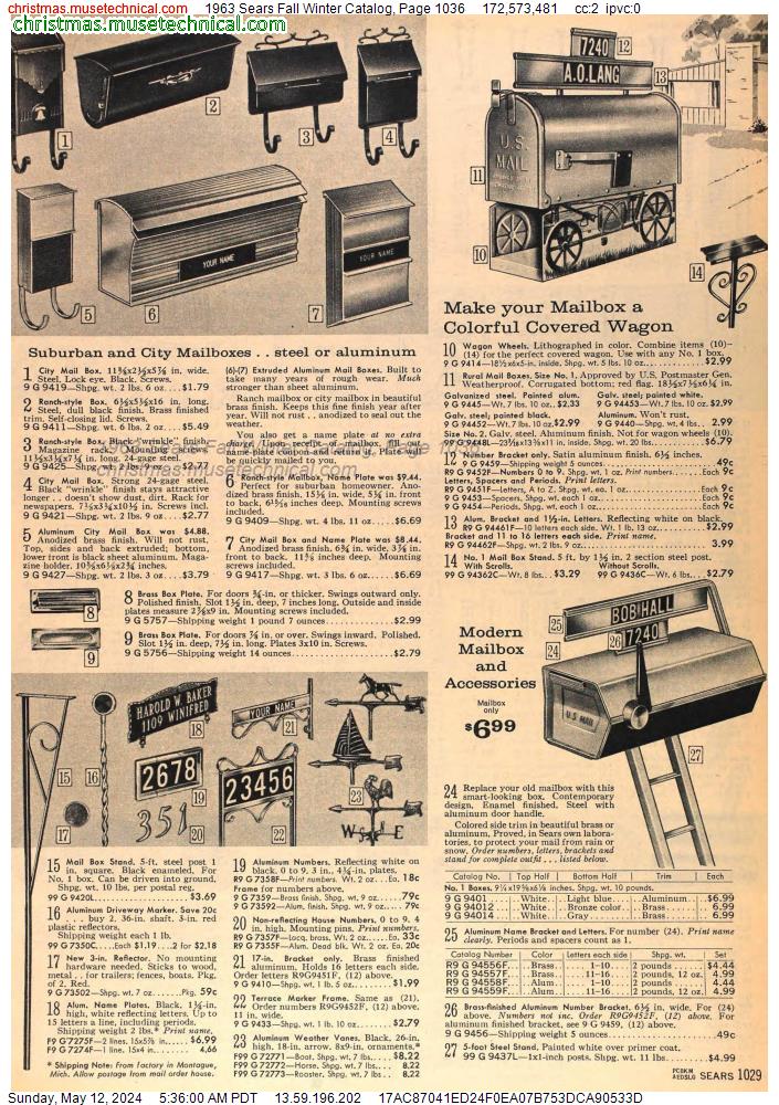 1963 Sears Fall Winter Catalog, Page 1036