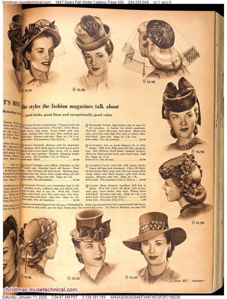 1947 Sears Fall Winter Catalog, Page 309