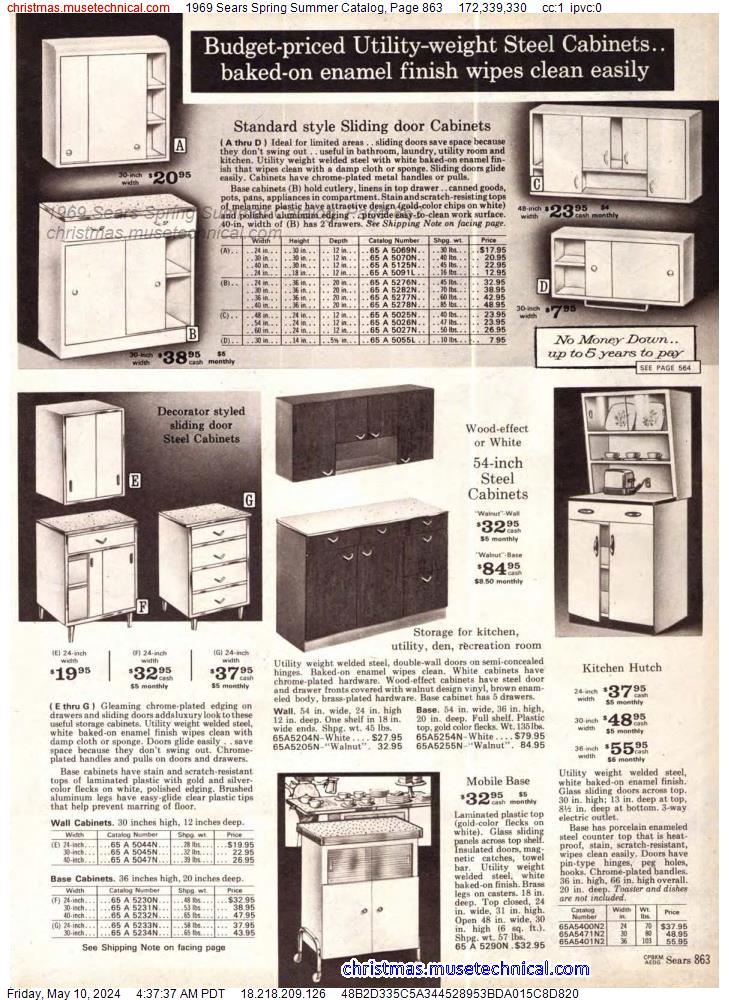 1969 Sears Spring Summer Catalog, Page 863