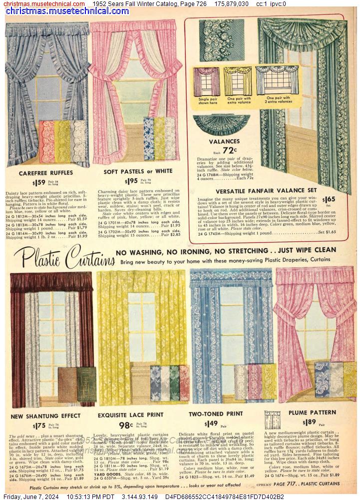 1952 Sears Fall Winter Catalog, Page 726
