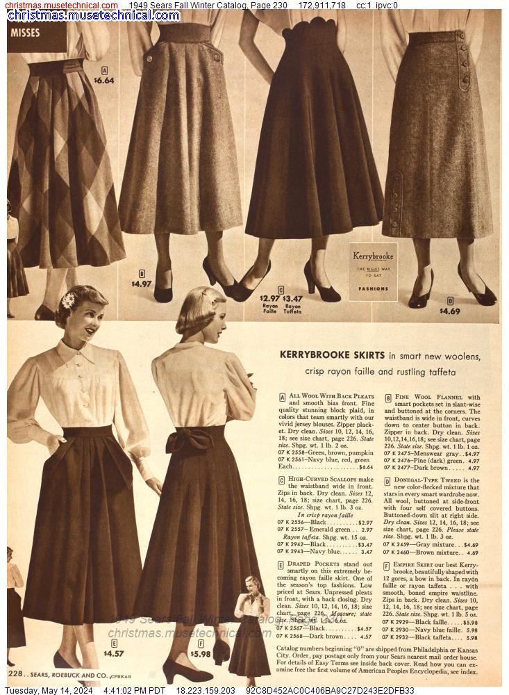 1949 Sears Fall Winter Catalog, Page 230