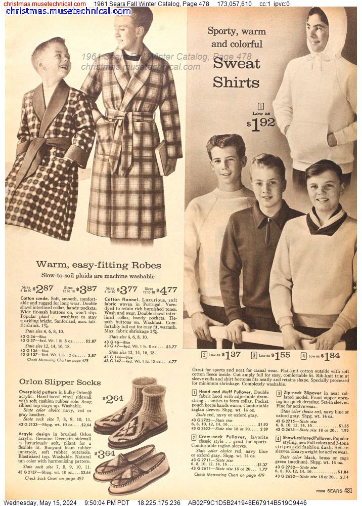 1961 Sears Fall Winter Catalog, Page 478