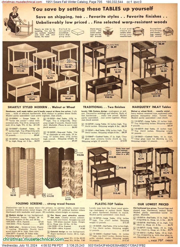 1951 Sears Fall Winter Catalog, Page 705
