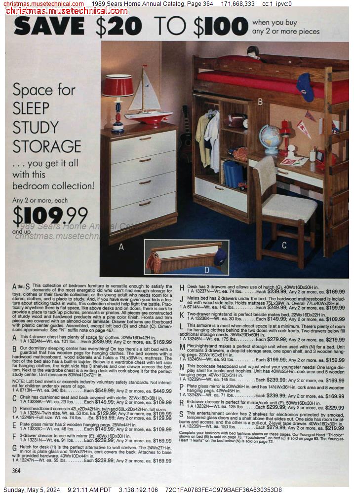 1989 Sears Home Annual Catalog, Page 364